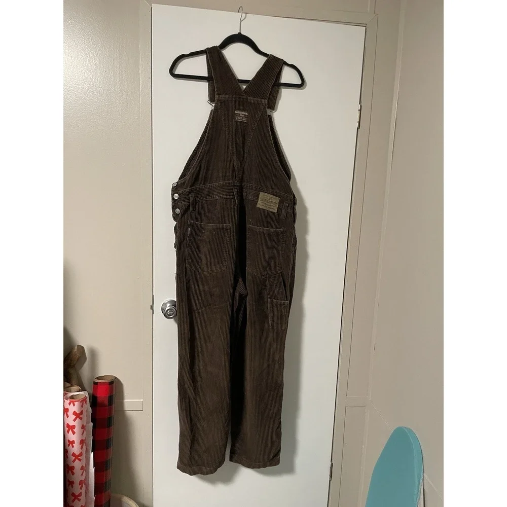 VINTAGE Unionbay Overalls Womens M Brown Carpenter Corduroy Workwear Bib 90s Y2K - Picture 4 of 8